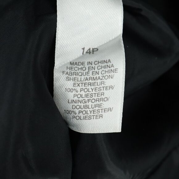 Liz Claiborne Jacket Petites 14P Black White Animal Print Attached Belt Lined - Picture 14 of 16